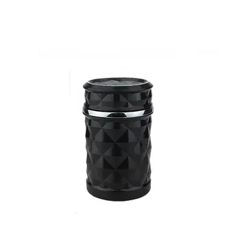 

Black White Car Ashtray Safe Flame Retardant Ashtray Diamond Cut LED Light Indicator Universal Cigarette Ash Holder