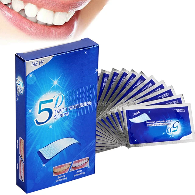 MJ 5D Gel Teeth Whitening Strips Oral Hygiene Care Double Elastic Tooth Bleaching Strips False Teeth