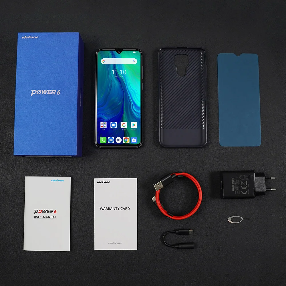 Смартфон Ulefone power 6, 4 ГБ, 64 ГБ, Android 9,0, 6350 мАч, 6,3 дюймов, FHD+ 16 Мп+ 16 МП, Helio P35, четыре ядра, NFC, Face ID, 4G
