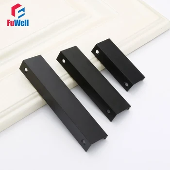 Furniture Handle Aluminum Alloy Black Kitchen Cupboard Pulls Drawer Knobs Hardware Cabinet Door Handle Pulls