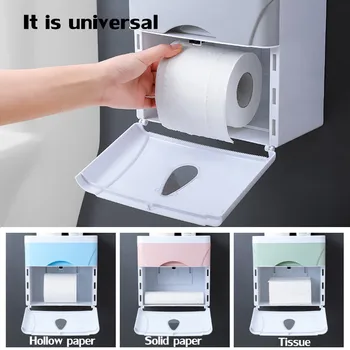 

Bathroom Plastic Waterproof Tissue Box Wall Mounted Multifunction Storage Box Toilet Paper Roll Holder Phone Cup Rack Shelf