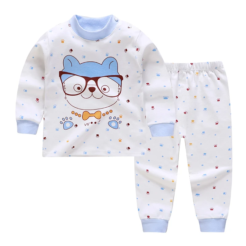 C22 Baby Boys Girls Pajamas Sets Cartoon Print Cotton Boys Sleepwear Autumn Spring Winter Long Sleeve Tops+Pants 2pcs 2-7 Years Old - Цвет: C22