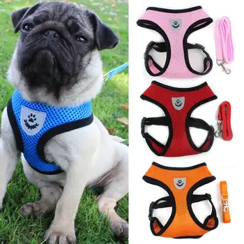 

5 Color Adjustable Pet Dog Leads Chest Straps Small Pet Basic Halter Harnesses Leash Pet Puppy Soft Vest For Small Medium Dogs