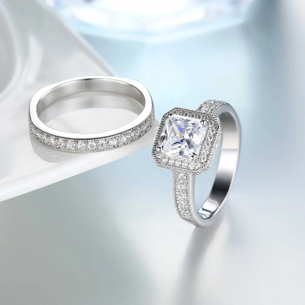 Hutang 3,0 Carate Princess кольцо из стерлингового серебра S925 пробы кольца на палец с кубическим цирконием элегантные ювелирные изделия для женщин Рождественский подарок