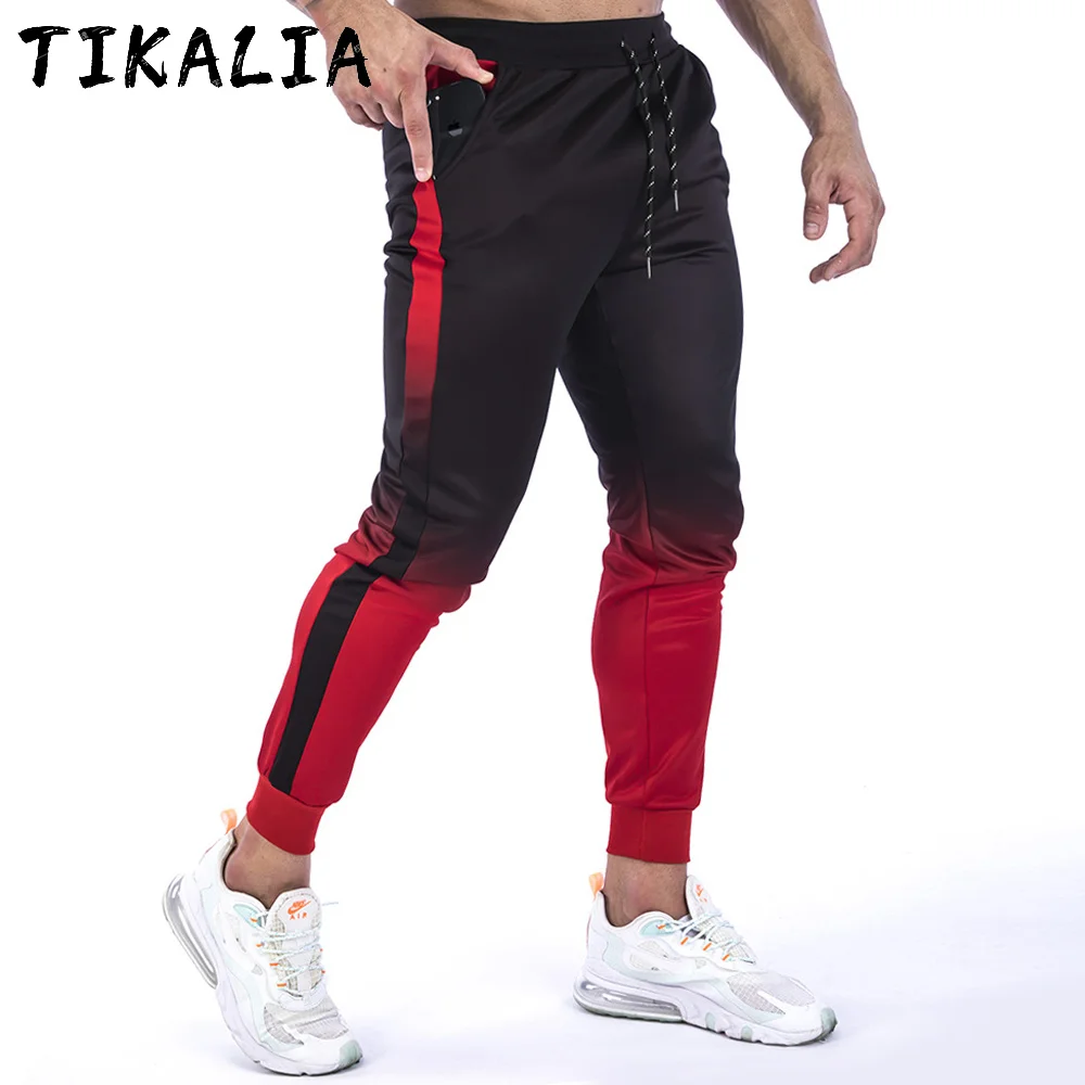 Pantalones de gimnasio para hombre, ropa de entrenamiento de Color degradado, pantalones ajustados para correr, ropa deportiva con cordón, novedad