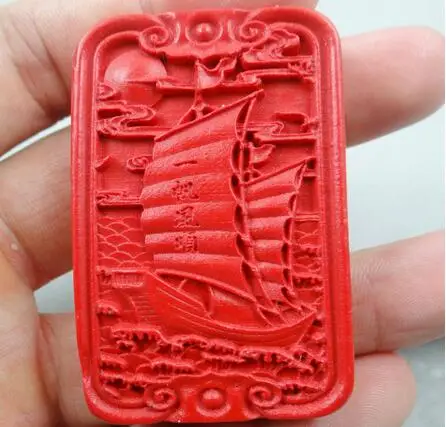 natural stone Quartz crystal Chinese Red Organic Cinnabar Smooth sailing pendant for diy jewelry making necklace Accessories | Украшения и