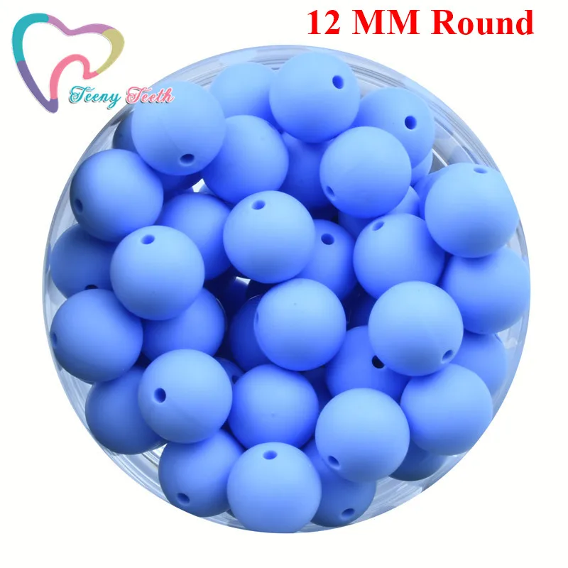 12 MM Sky Blue 50 шт мальчики синие 12 мм Силиконовые Бусины круглой формы Детские Прорезыватели для зубов Детские Прорезыватели для самостоятельного изготовления ожерелья - Цвет: 12 MM Sky Blue