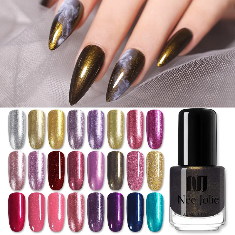 

NEE JOLIE 3.5ml Shinning Nail Polish Shiny Glitter Pink Purple Gold Silver Beauty Colors Nail Art DIY Design Decoration Polish