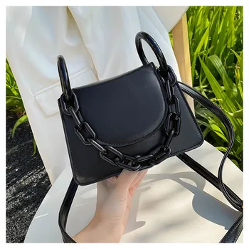 

Women Bags Fashion Luxury Designer PU Leather Handbags Acryic Chain Shoulder Messenger Bag Small Square Crossbody Bags For Girls