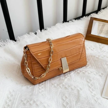 

Stone Pattern PU Leather Crossbody Bags for Women New Simple Female Shoulder Handbags Solid Color Travel Chain Ladies' Flap Bags
