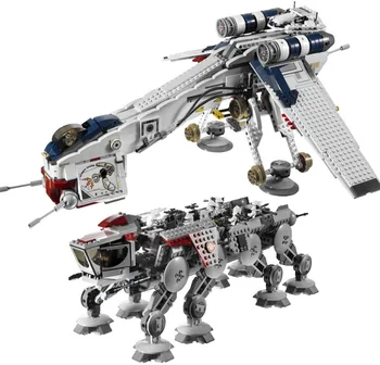 

05053 1788Pcs Genuine Star Wars Republic Dropship with AT-OT Walker Set Building Blocks Bricks Compatible Lepining 10195 Toys