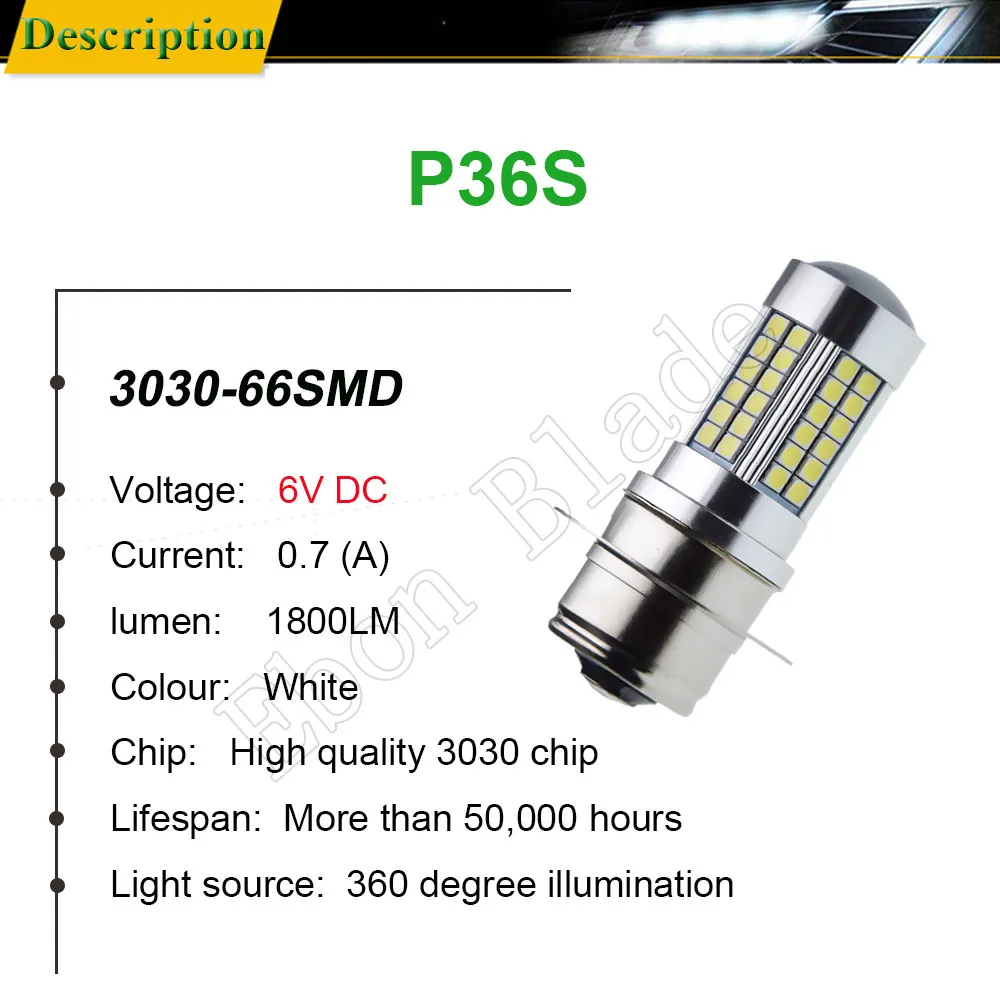 2 шт. P36S светодиодный автомобиль лампы 3030 66SMD белый 6000K Автомобильная Противо-Туманная светильник DRL лампа стоп-сигнала 6 в, 12 В, 24 В постоянного тока, 30V DC автомобильного транспортного средства для укладки волос