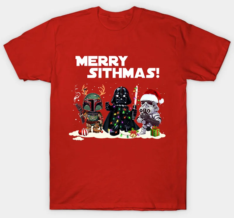 Футболка с надписью «Star Wars Merry Sithmas», Дартом Вейдером, рождественским праздником, хороший подарок - Цвет: men red
