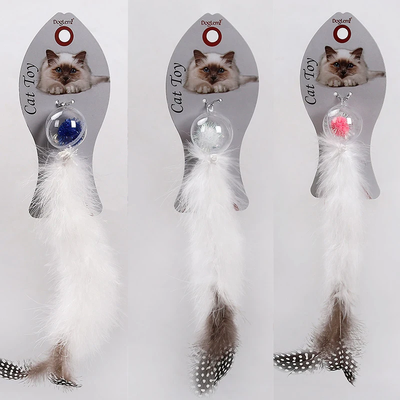 Pet Cat интерактивная игрушка красочные искусственные перья с маленьким прозрачным колокольчиком натуральные как птицы ворсовая кошачья палочка товары для домашних животных
