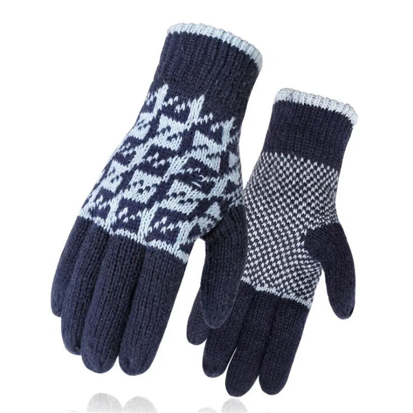 Plaid blue VIIANLES варежки Утепленные зимние перчатки унисекс белый черный цвет клетчатые мужские женские зимние вязаные теплые кашемировые перчатки - Цвет: Plaid blue