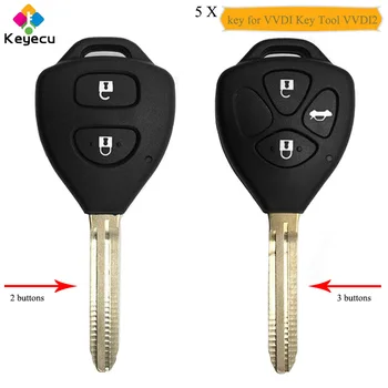 

KEYECU 5PCS/Lot XHORSE English Version Universal Wired Remote Key for VVDI Key Tool VVDI2 for Toyota Models With 2 / 3 Buttons