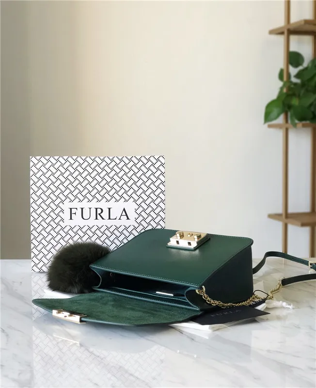 Оригинальные женские сумки FURLA, высококачественные женские кожаные сумки среднего размера темно-зеленого цвета, размер 21 см* 9 см* 15 см