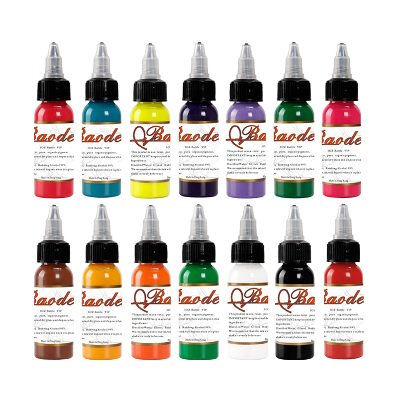 

Tattoo Inks 14 Color Set 1 oz 30ml/Bottle Tattoo Pigment Kit for 3D Makeup Beauty Skin Body Art