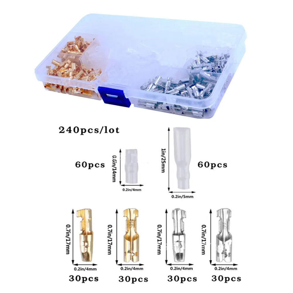 240pcs 240 шт. 400 шт. 3,9 мм обжимные клеммы изолированные уплотнения электрические провода разъемы обжимные клеммы разъем Ассортимент Комплект - Цвет: 240pcs