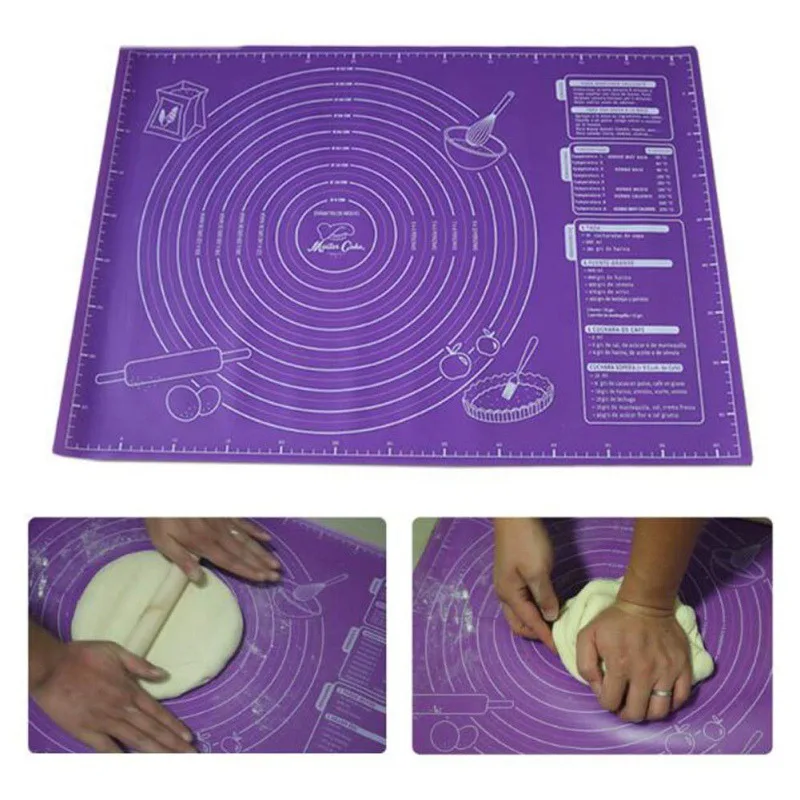 

Non-Stick Silicone Pad Baking Sheet Cupcake Dessert Rolling Kneading Mat Baking Mat with Scale Pastry Baking Mat 45x60cm M