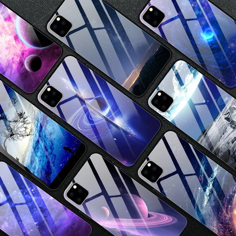 Для iPhone 11 Pro Чехол из закаленного стекла PC задняя Жесткая Крышка для iPhone 11 Pro Max чехол из ТПУ бампер для iPhone 11 Coque