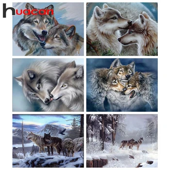 

Huacan Diamond Painting 5d DIY Wolf Full Square Drill Diamond Embroidery Sale Animal Handmade Gift Home Decor