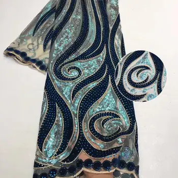 

Very soft Blue velvet Latest African Cord Lace Fabrics High Quality 2020 Nigerian Lace Fabric For Wedding African Lace Fabric