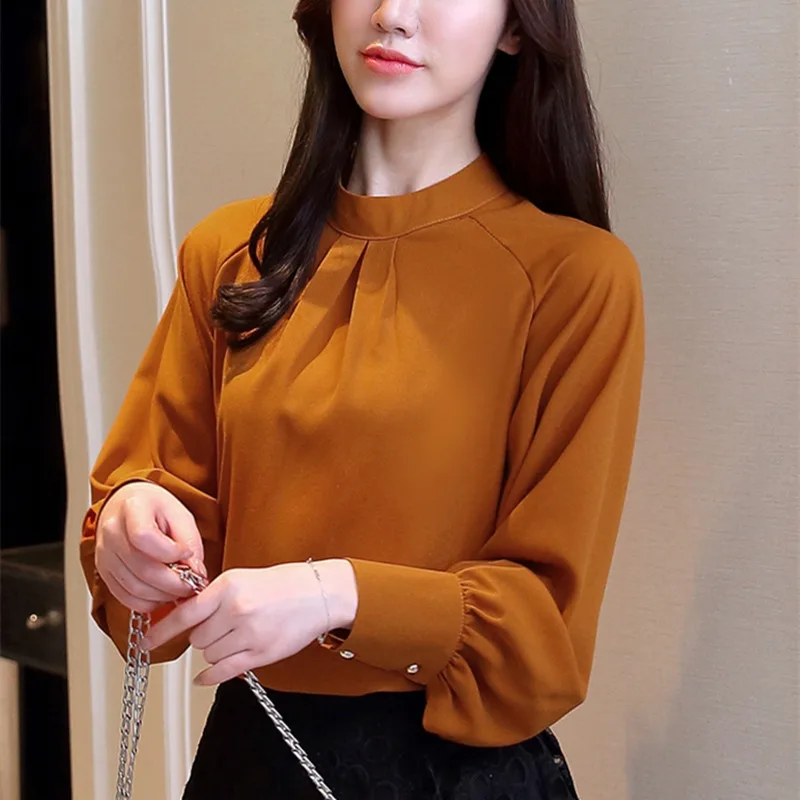 Mulheres Топы e Blusas de Manga comprida шифон Blusa Das Mulheres в форме Camisas Mujer женские топы