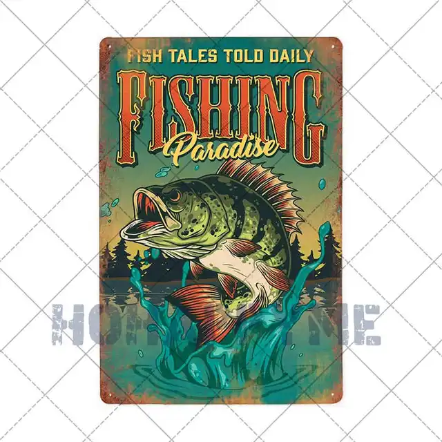 Fish Metal Tin Signs Retro Poster Fishing Site Door Plates Outdoor Decorative Bar Club Iron Wall Plaques Vintage Decor 20x30CM 2181051