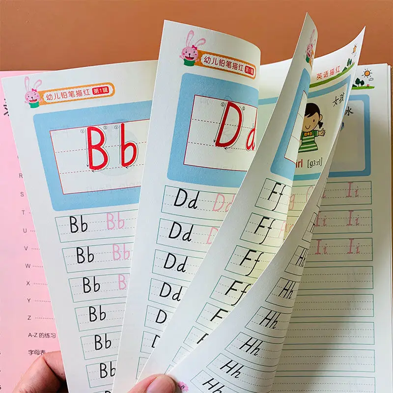Caligrafia Livros Manuscrito Pré-escolar Crianças Exercícios Copybook Descrição 3d Round Writing 26 Alfabeto Inglês Uppercase 1 Educação & Ensino