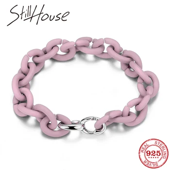 

Fashion Bracelet Men Women Jewellery DIY Bracelet Hard Rubber Pink Chain Bracelets Top Quality Exquisite Heart Bead