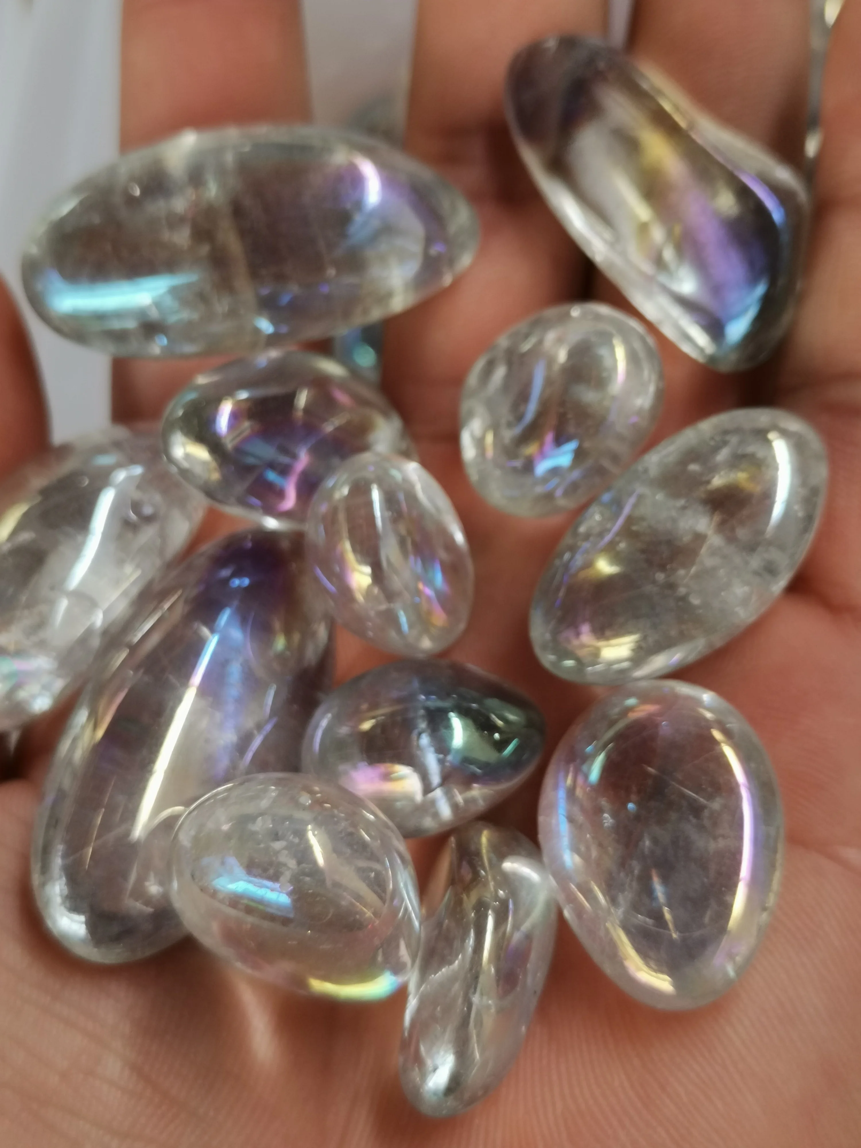Angel Aura Quartz Crystal Tumbled Chips Stone Crushed Pieces Irregular Shaped 