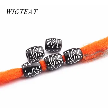 

10pcs Hair Braid black Dread Dreadlock Bead Cuff 4mm/6mm Hole Clip Micro Rings Tube For Hairbraid Hairstyling Tool