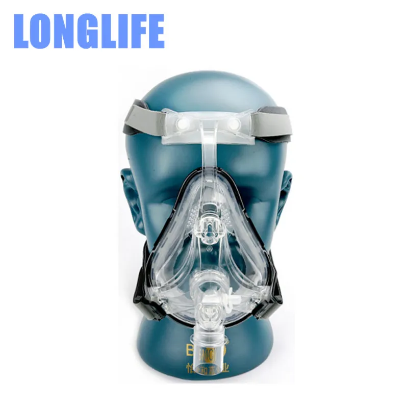 

Longlife FM1 Full Face Mask For Snoring Apply To Medical CPAP BiPAP Silicone Gel Material With Free Headgear Clip SML SIZES