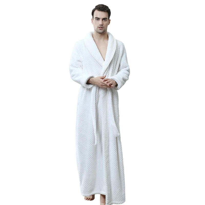Зимний теплый банный халат, одежда для сна для женщин и мужчин, Коралловое кимоно из рунной шерсти, халат с длинным рукавом, толстый Халат, ночное платье, халат для пар
