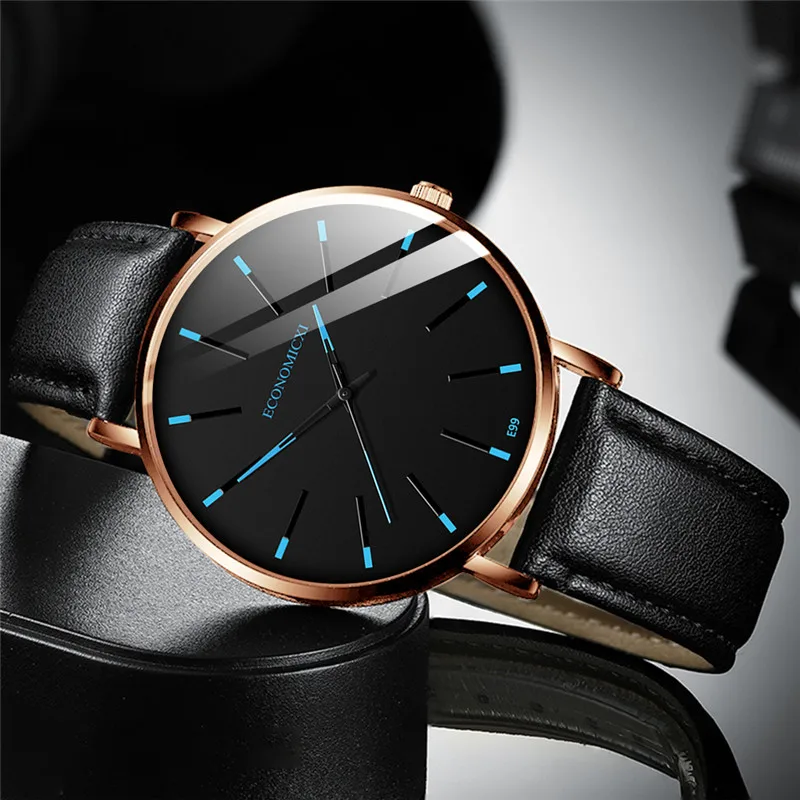 Casual Men's Watch Blue Pointer Multi-Color Alloy Mesh Minimalist Luxury Slim Male Business Temperament Wrist Watch reloj hombre