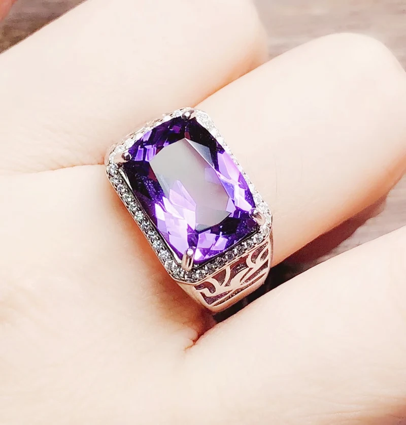Мужское кольцо натуральный настоящий цитрин кольца 7.3ct большой драгоценный камень Серебро 925 пробы хорошее ювелирное изделие R91262