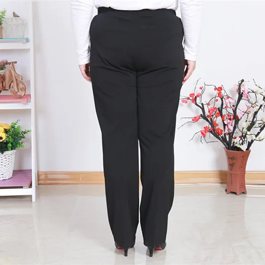 Deporte, женские брюки, осень-лето, большие размеры, 2XL-7XL, Ретро стиль, высокая талия, черные прямые брюки для женщин среднего возраста, J900