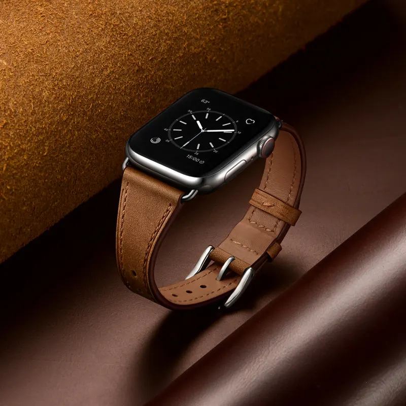 ASHEI ремешок из натуральной кожи для часов Apple Watch Series 5/4 44 мм 40 мм Ремешки для наручных часов iWatch Apple Watch 42 мм 38 мм серия 3/2/1