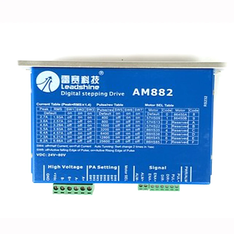 

GENUINE Leadshine 2 Phase Digital Stepper Drive AM882 With SENSORLESS Stall Detection Max 80 VDC / 8.2A