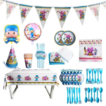 

Pocoyo Theme Kids Birthday Party Decorations Disposable Tableware Paper Cups Plates Napkin Tablecloth Baby Shower Party Supplies