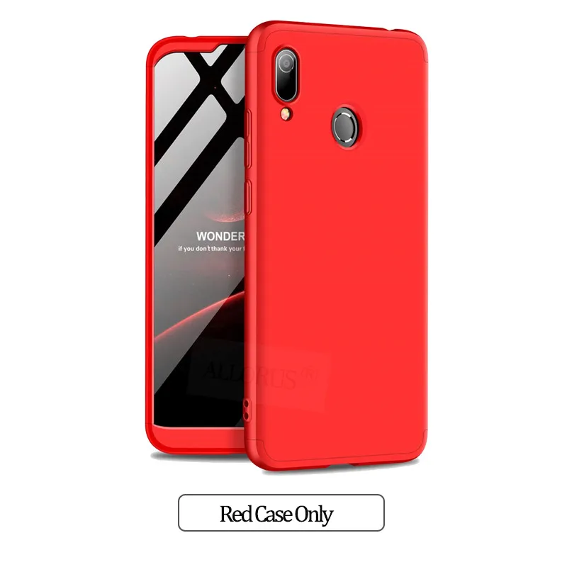 Red Case Only 3-в-1 защитный чехол для huawei y 6 чехол на хуавей у6 жесткий Пластик анти-противоударный бампер чехол honor9 9 lite 360 Полное покрытие honor 8a 8 a чехол+ стекло хонор 9 лайт чехол хонор 8а чехол - Цвет: Red Case Only