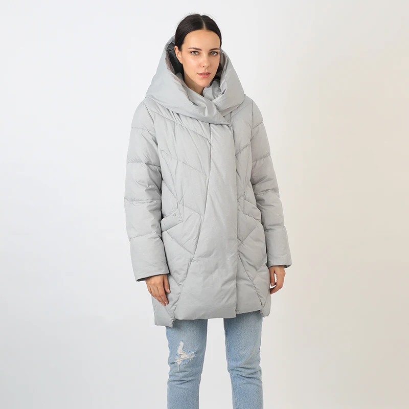 

women's down jacket parka outwear with hood quilted coat long female plus size warm long cotton goose clothes canada 19-025S