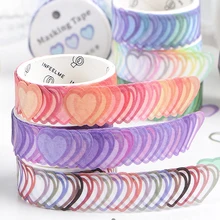 Cinta adhesiva Washi en forma de corazón, decoración creativa para fiesta de Navidad, DIY para álbum de recortes, pegatinas para fotos, papelería escolar, 1 pieza