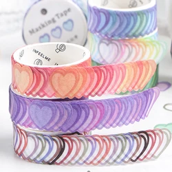 Bande de masquage Washi en forme de cœur, décoration créative pour fête de noël, bricolage pour Scrapbooking, autocollants Photo, papeterie scolaire, 1 pièce 