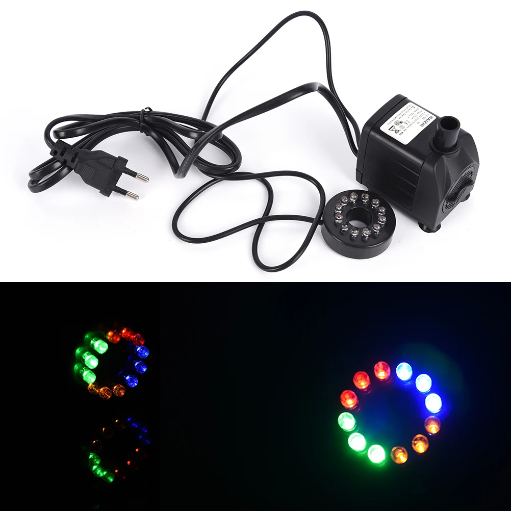 1PCS Submersible Fountain Pool Water Pump with 12 Color LED Light Fish Tank Aquarium Fountain Pond Pool Pumps Decoration