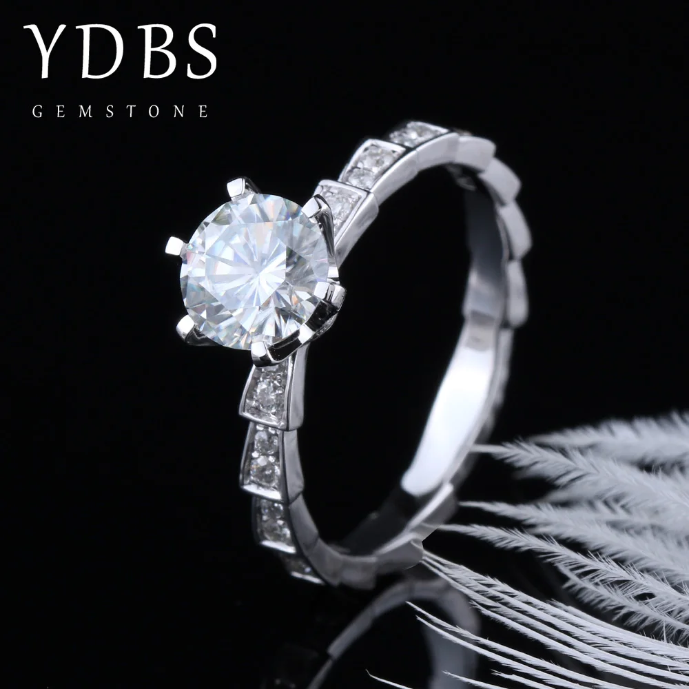 YDBS center 1CT D цветное VVS1 муассанитовое кольцо 14K Платиновое с бриллиантами прошедшие