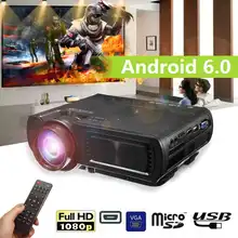 Мини-проектор T5 lcd 7000 люмен 1080P Full HD Wifi bluetooth домашний кинотеатр Android 6,0 аудио динамик для домашнего кинотеатра