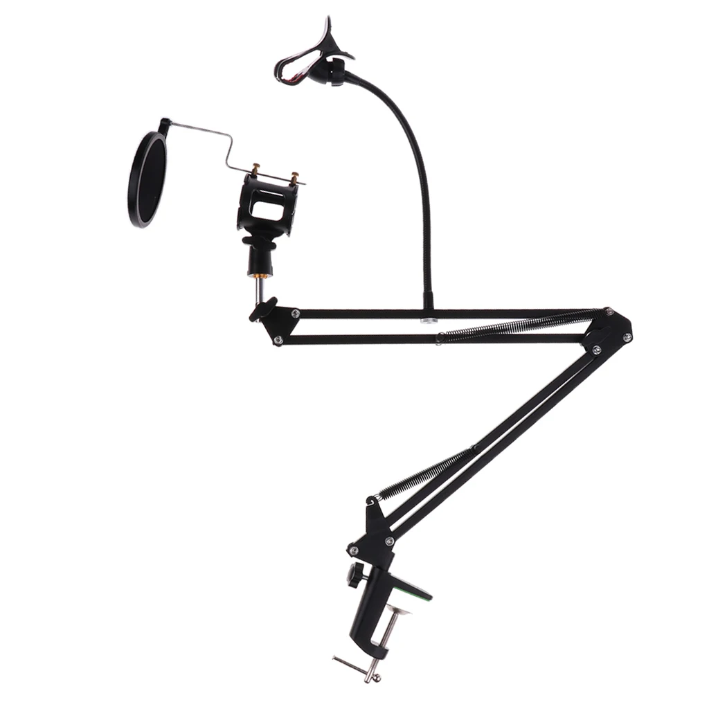 

Microphone Suspension Arm Stand&Phone Holder& Pop Filter&Shock Mount For Studio Broadcasting