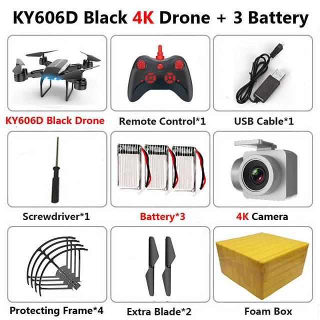 KEELEAD Дрон KY606D 4K 1080P HD wifi камера дроны режим удержания высоты складной Радиоуправляемый квадрокоптер с камерой VS E58 SG106 мини Дрон - Цвет: 4K Black 3B FB
